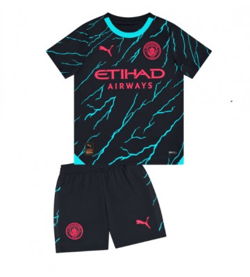 Manchester City babykläder Tredje Tröja barn 2023-24 Korta ärmar (+ Korta byxor)